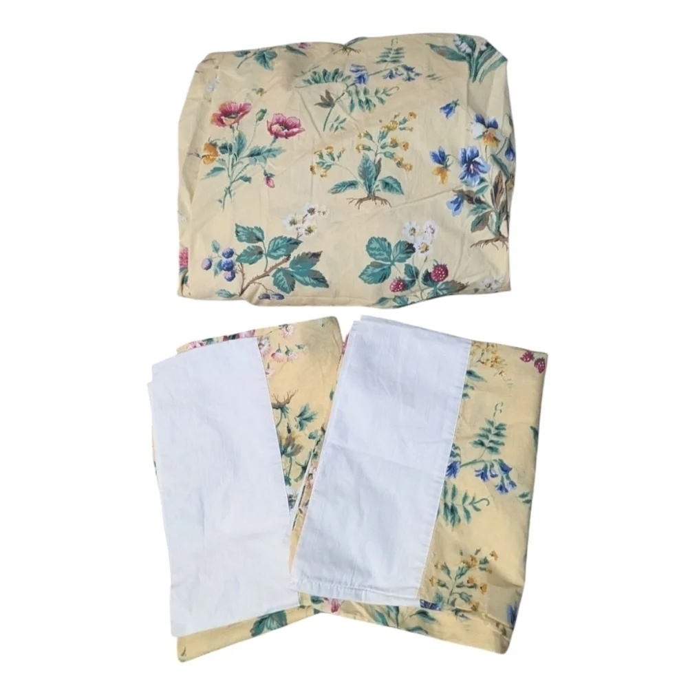 Vintage Liz Claiborne At Home Twin Fitted Sheet & Shams Floral Cottagecore